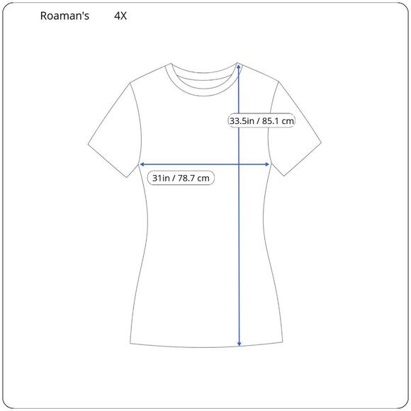 Roamans Women Top 4X Plus Short Sleeve Pullover Blue Cotton Deco Buttons BLU136E - Picture 2 of 7